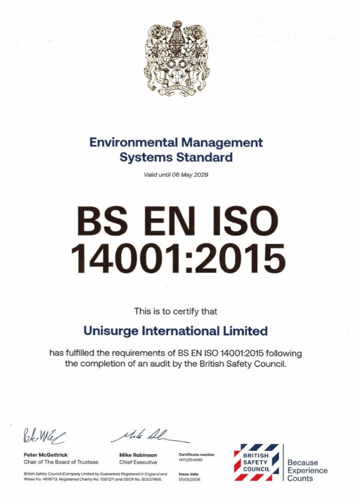 BS EN ISO 14001:2015 Certificate